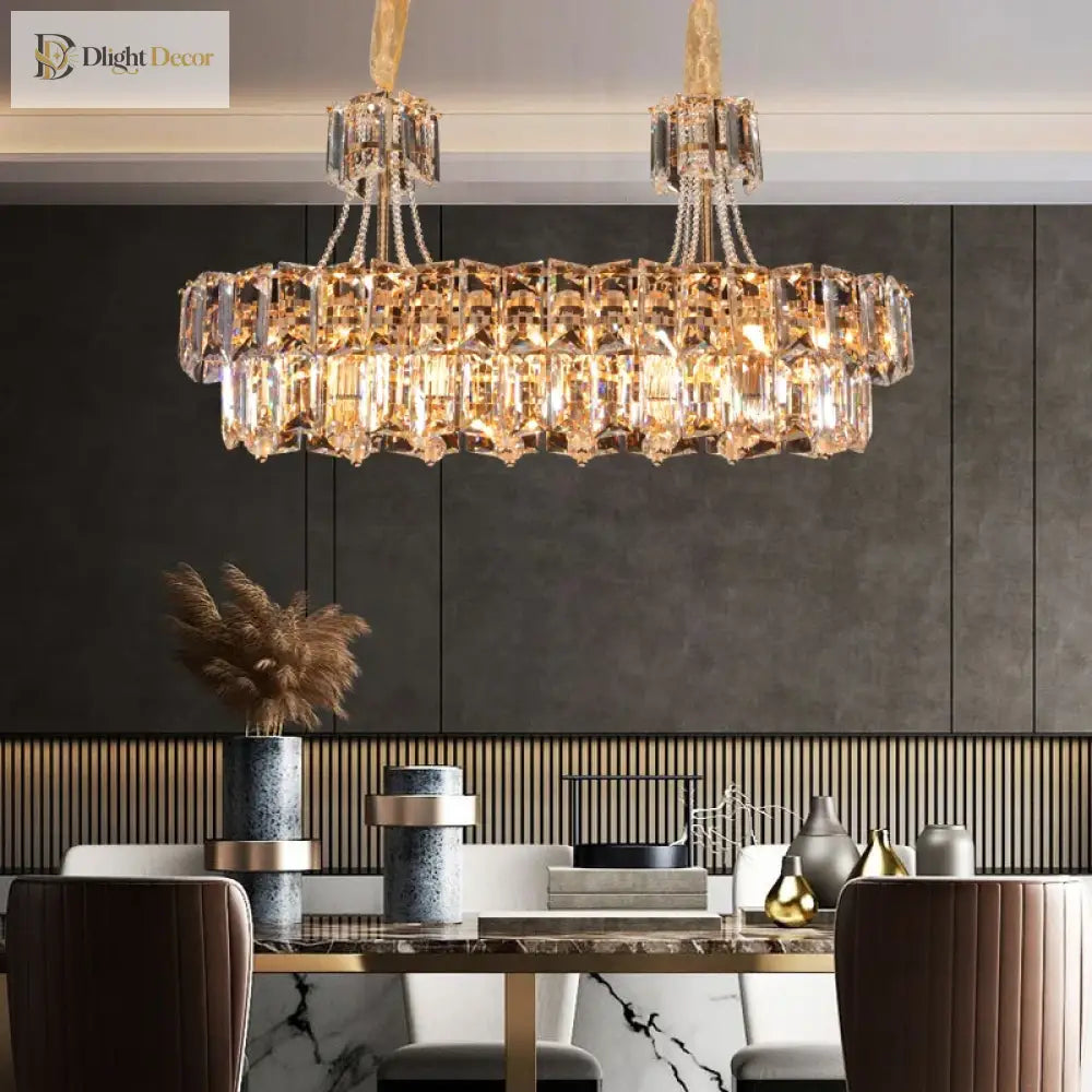 Contemporary Led Crystal Chandelier - Illuminate Your Living Room With Elegant Round And Rectangle