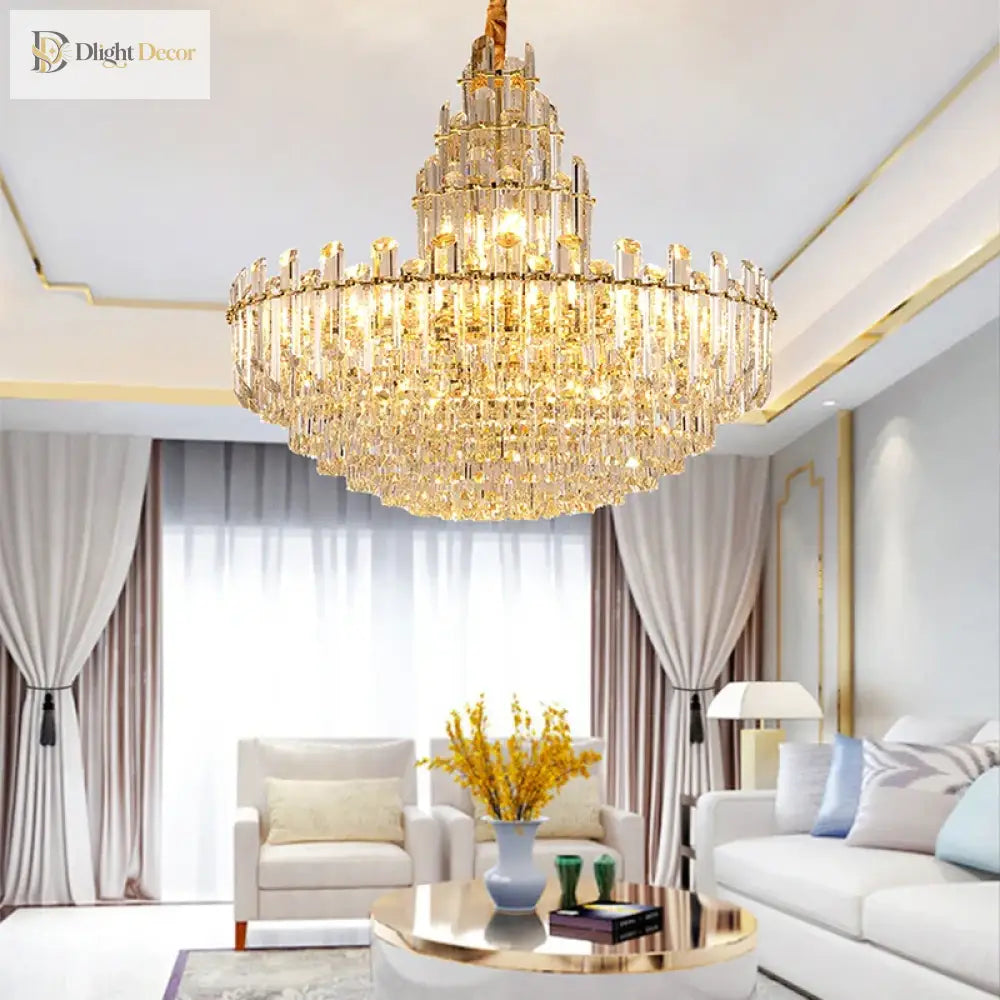 Luxury Gold Led Crystal Pendant Lights - Artistic Ceiling Decor For Maison - Inspired Living Spaces