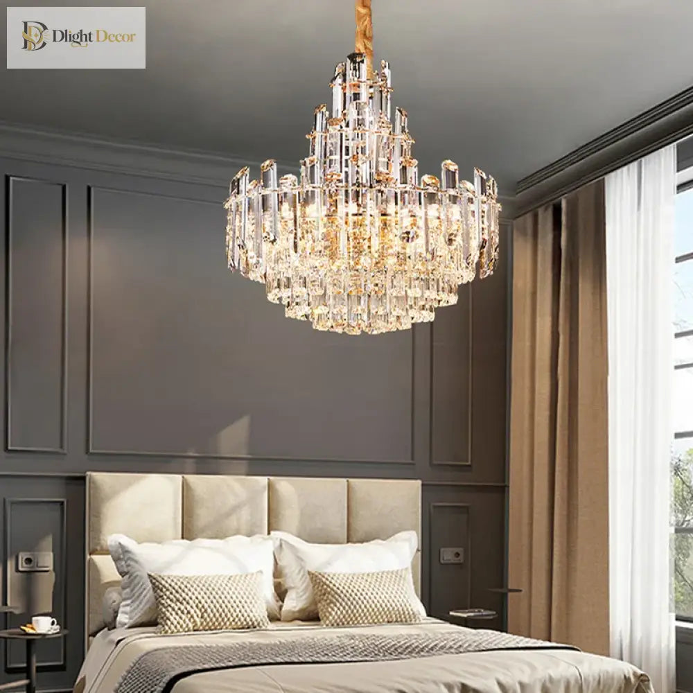 Luxury Gold Led Crystal Pendant Lights - Artistic Ceiling Decor For Maison - Inspired Living Spaces