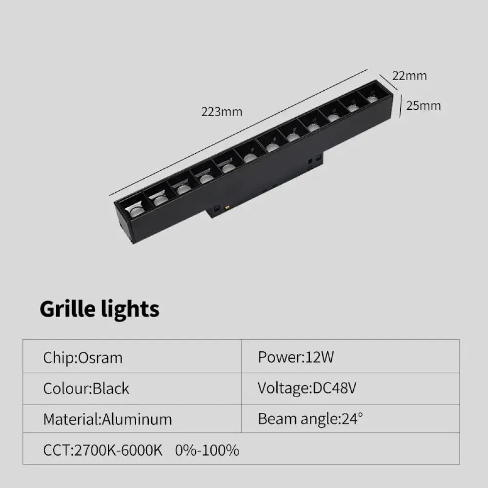 New Magnetic Track Light - Dimmable with Remote Control and 48V LED Ceiling Lamp grille light 12w / Cool white 6000K