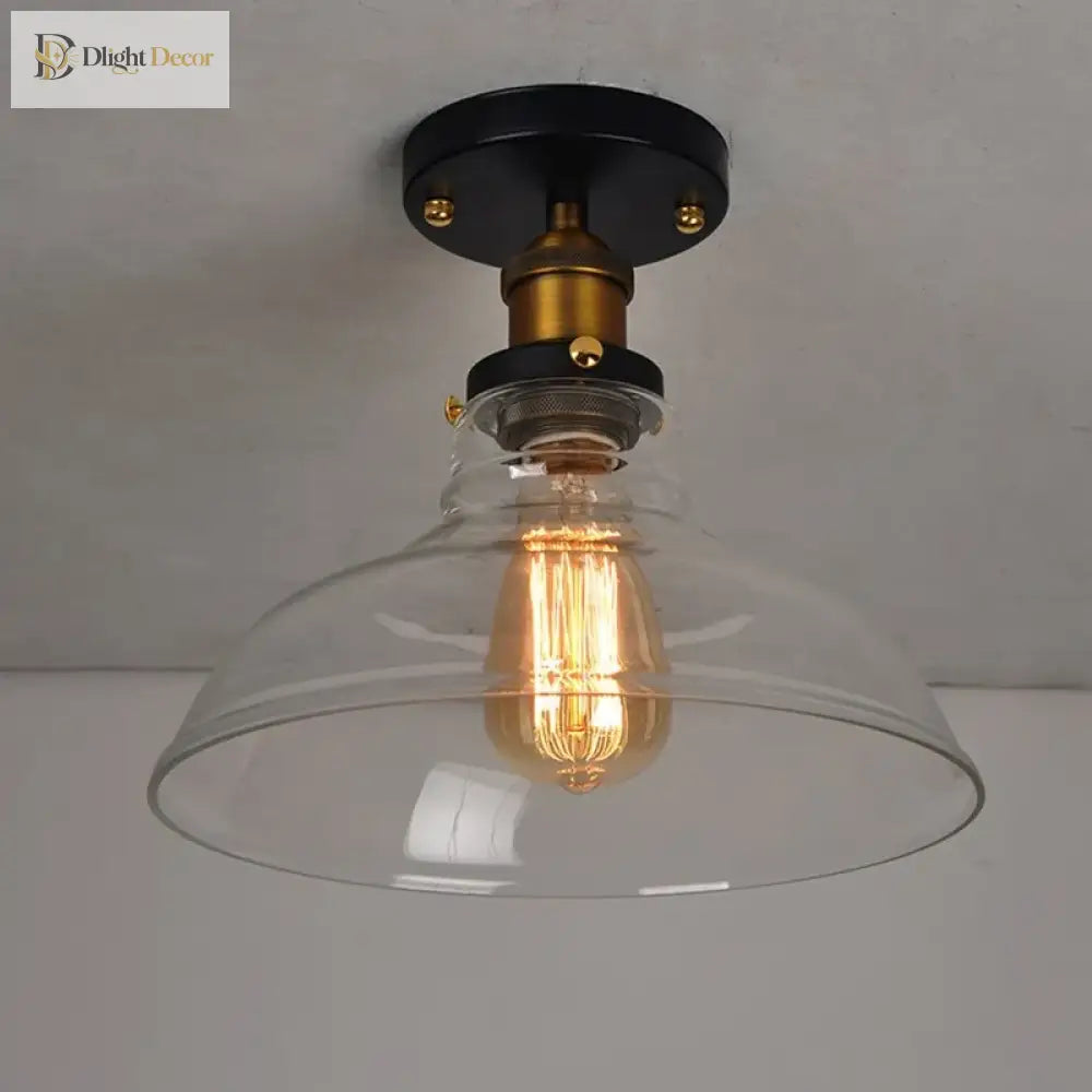 Vintage Industrial Glass And Copper Led Ceiling Light - Stylish Illumination For Aisle Corridor