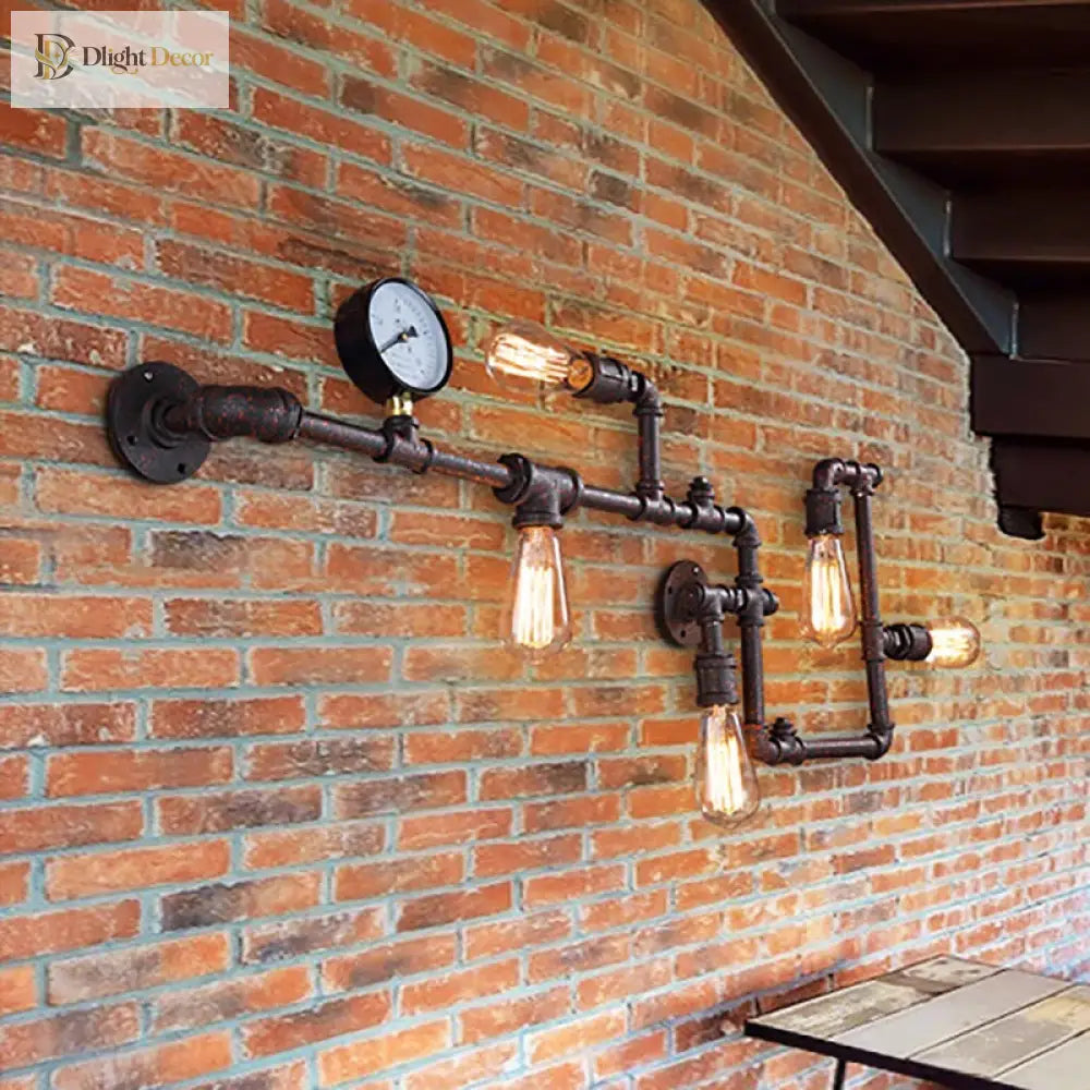 Vintage Retro Loft Industrial Wall Light - Unique Water Pipe Gear Led Lamp For Restaurant Bar And