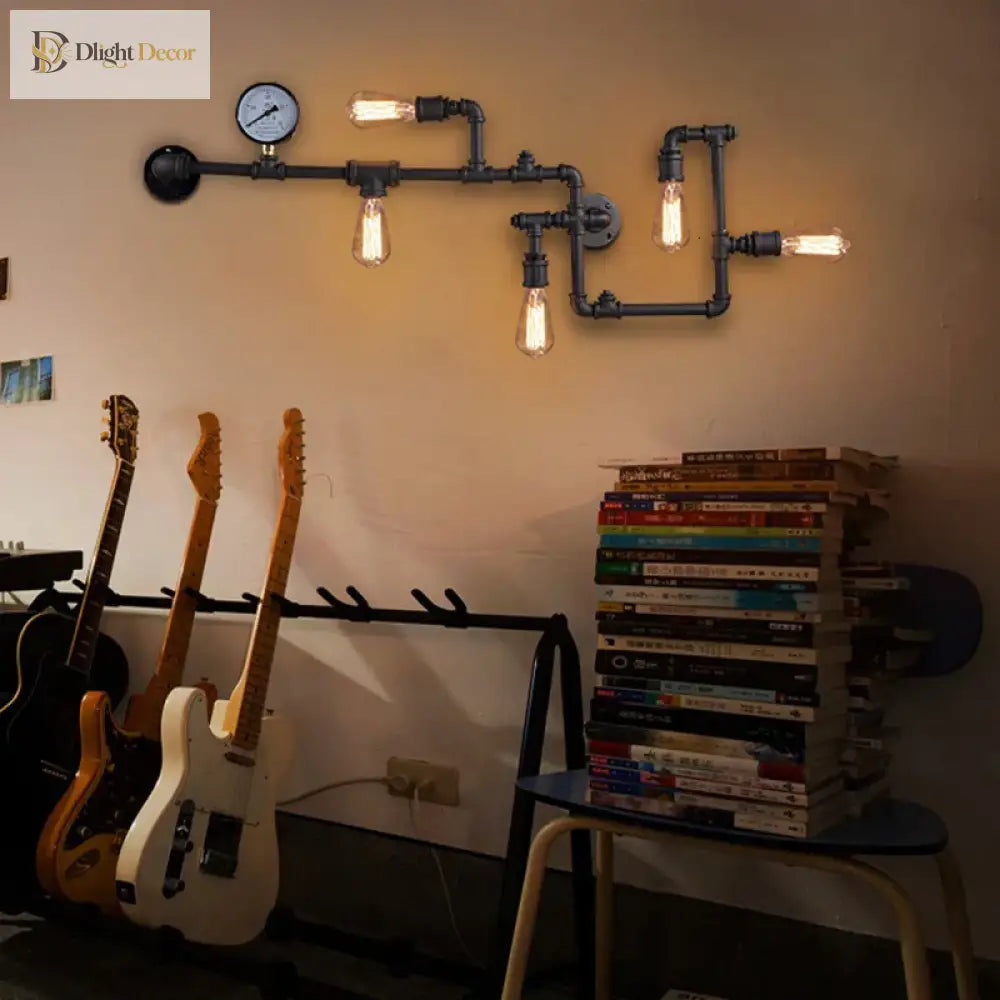 Vintage Retro Loft Industrial Wall Light - Unique Water Pipe Gear Led Lamp For Restaurant Bar And