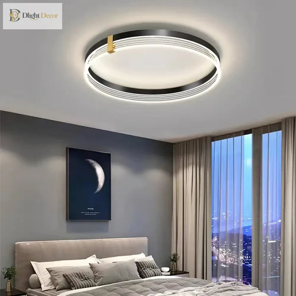 Modern Minimalist Led Bedroom Ceiling Lamp - Round Lights With Remote Control For Home Indoor