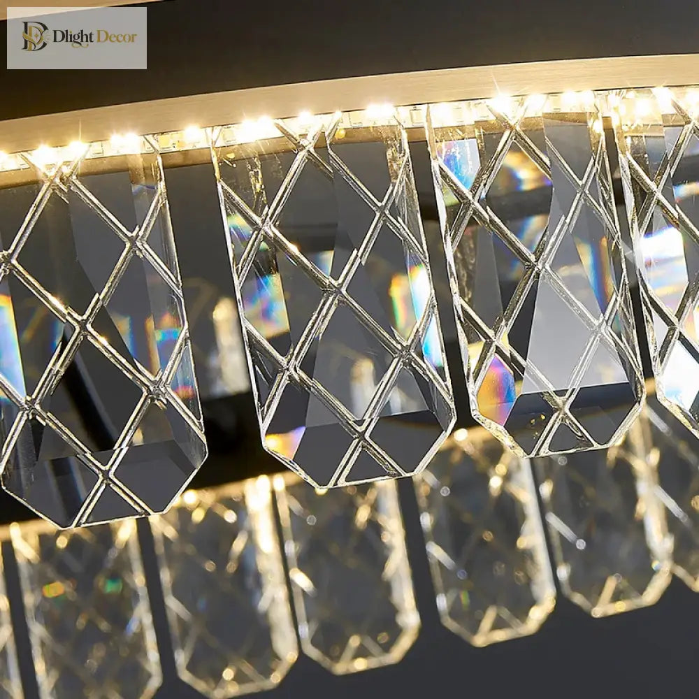 Crystal Chandelier - Modern Minimalist Led Black Leather Design For Living Rooms Bedrooms And
