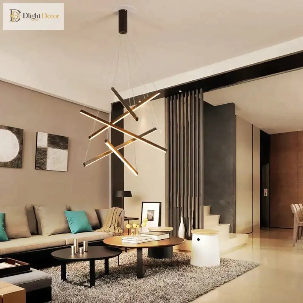Modern Black LED Staircase Chandelier – product view 4