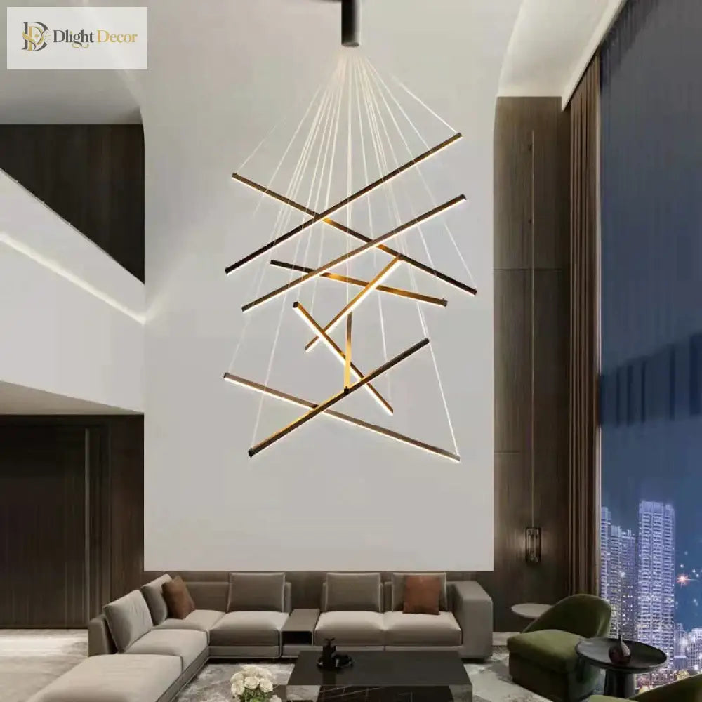 Modern Black LED Staircase Chandelier – product view 3