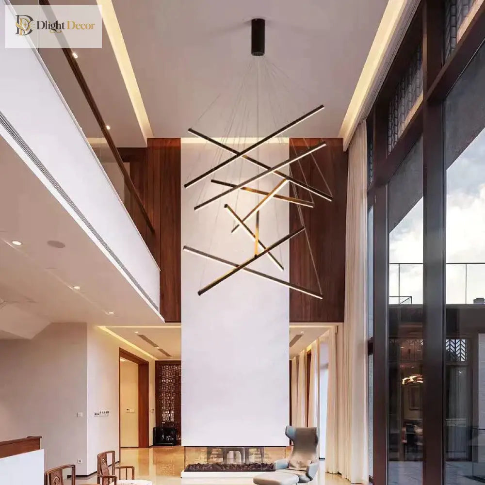 Modern Black LED Staircase Chandelier – product view 5