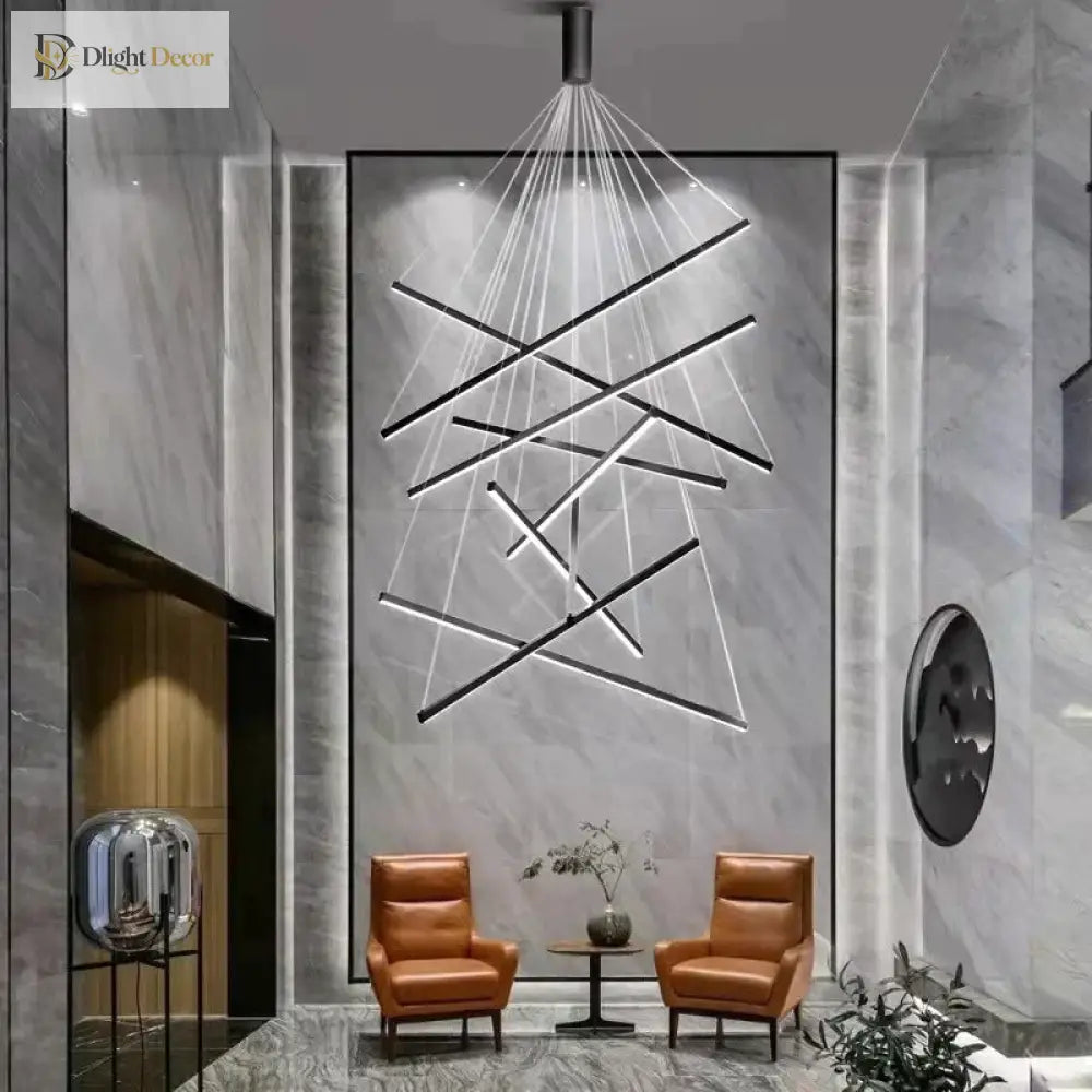 Modern Black LED Staircase Chandelier – product view 2