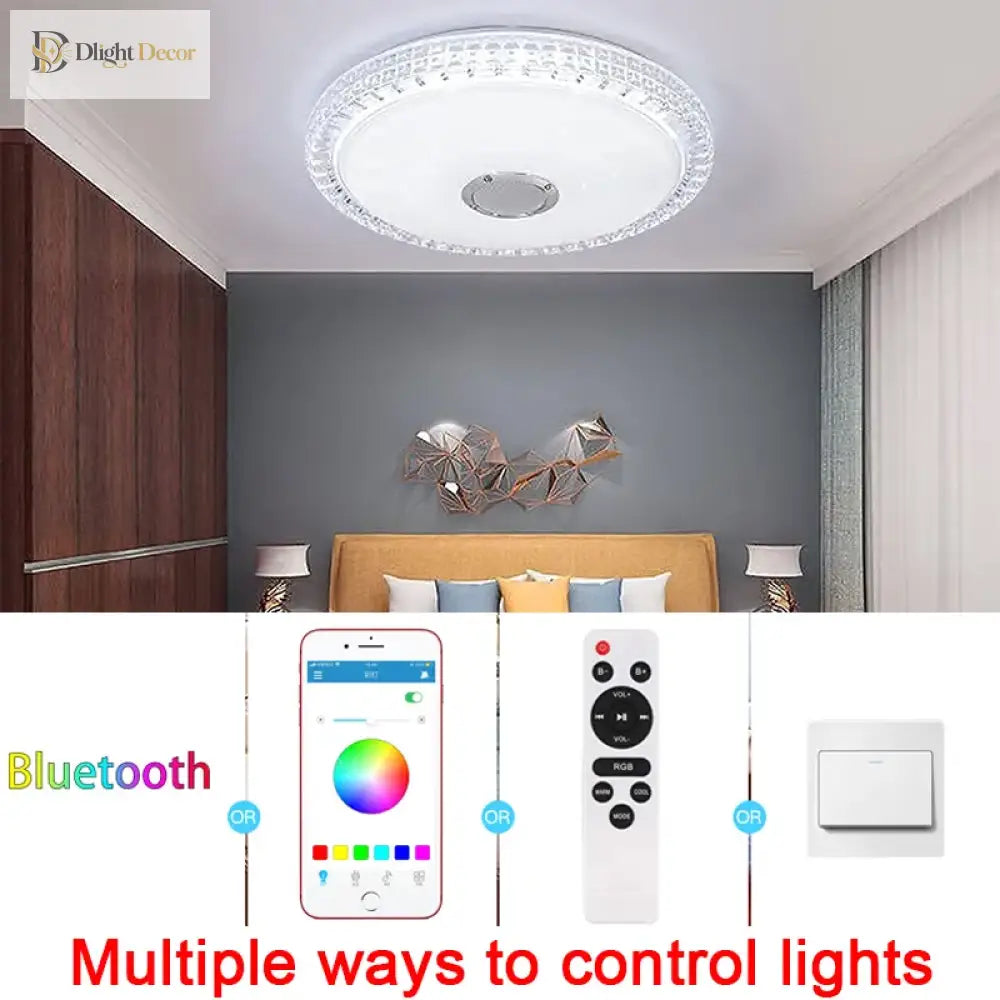 Led Ceiling Light With Smart App Control And Bluetooth Speaker - Modern Lighting For Your Living