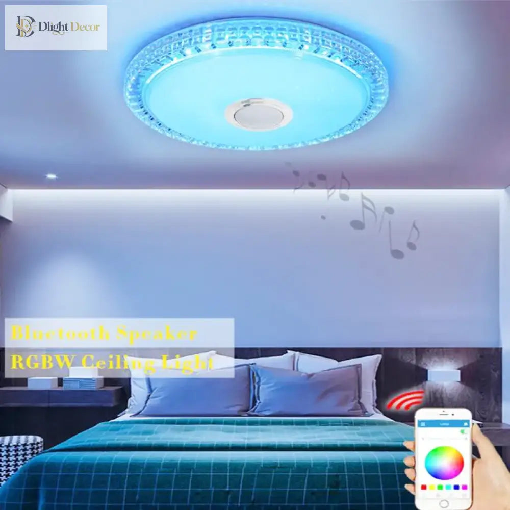 Led Ceiling Light With Smart App Control And Bluetooth Speaker - Modern Lighting For Your Living