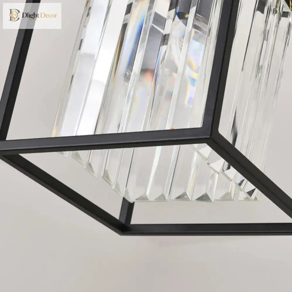 Modern Crystal Chandelier Black /Gold Haning Lamp For Dining Room Luxury Home Decor Kitchen Island