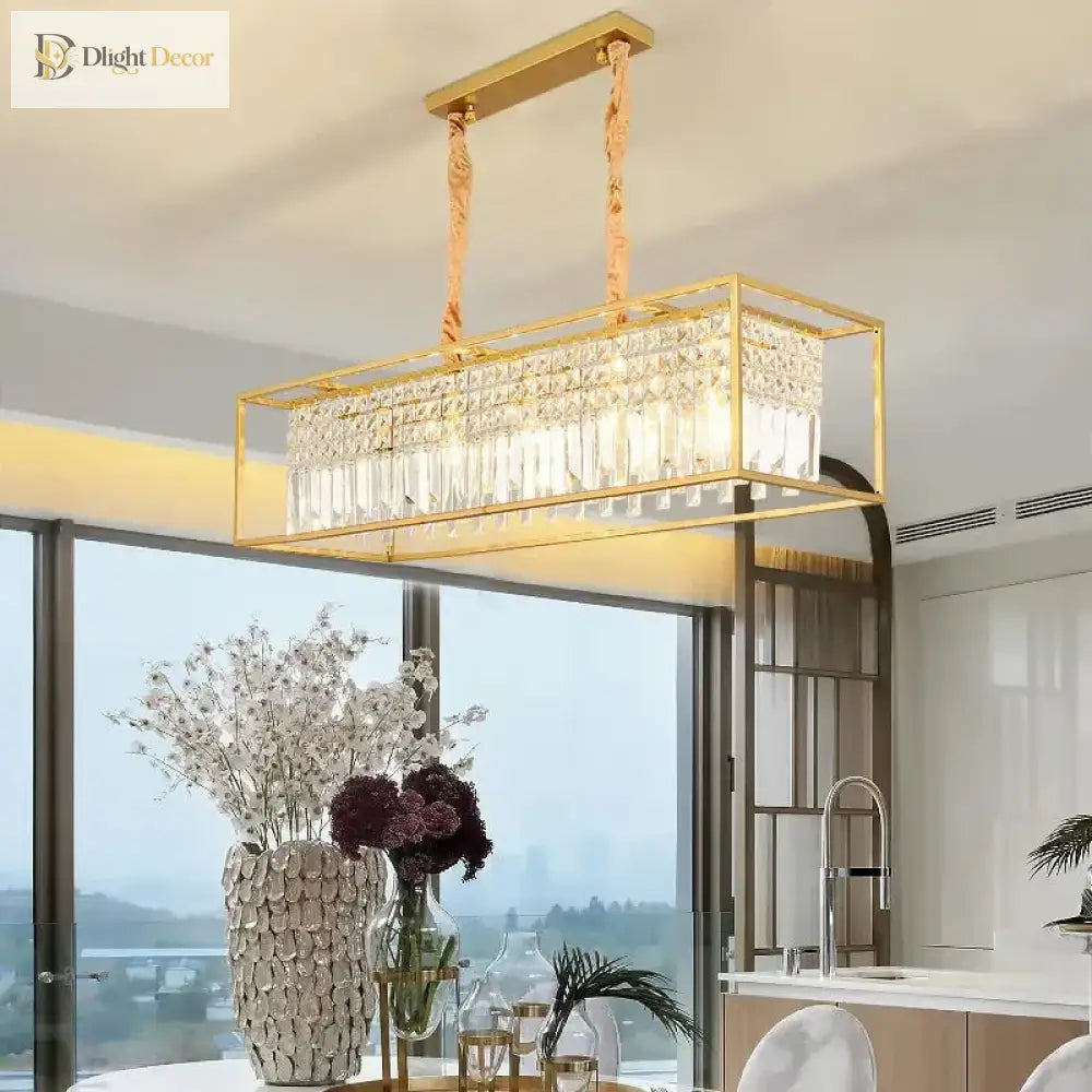 Modern Crystal Chandelier Black /Gold Haning Lamp For Dining Room Luxury Home Decor Kitchen Island