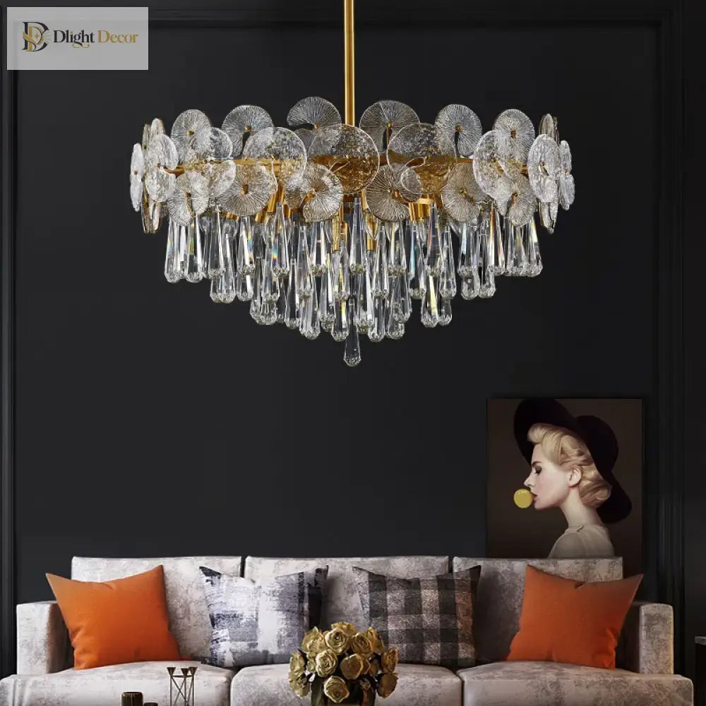 Modern Light Luxury Led Lotus Flower Crystal Ceiling Chandelier - Elegance For Living Rooms