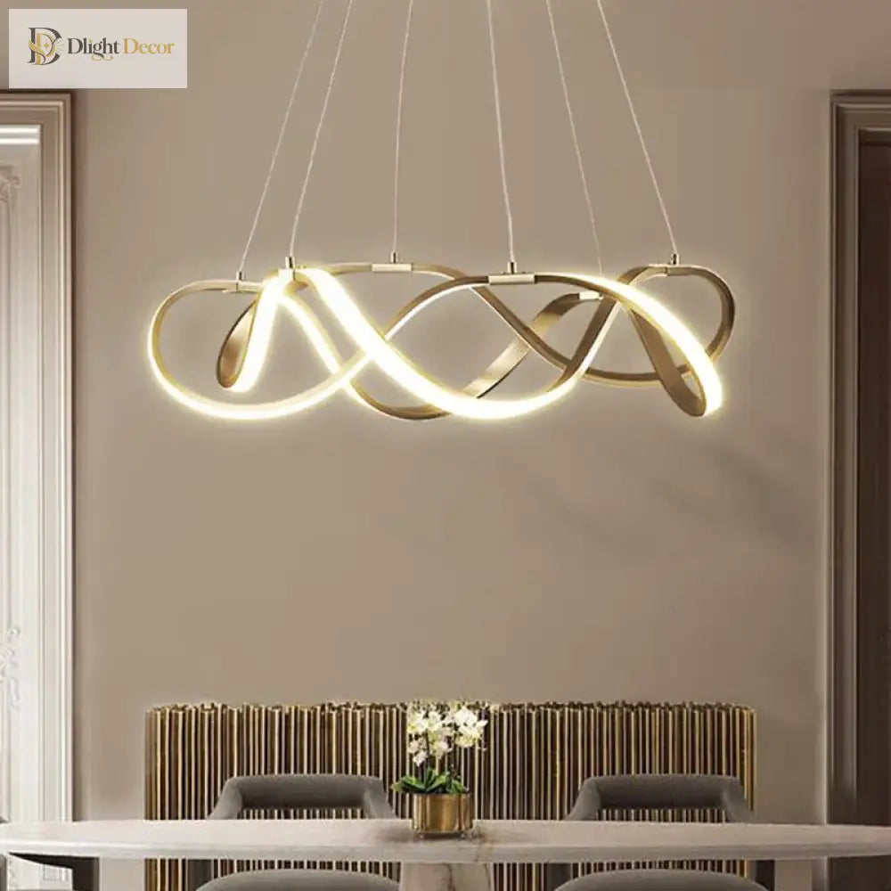 Modern Led Round Pendant Lamplight - Large Chandelier In Gold Lights