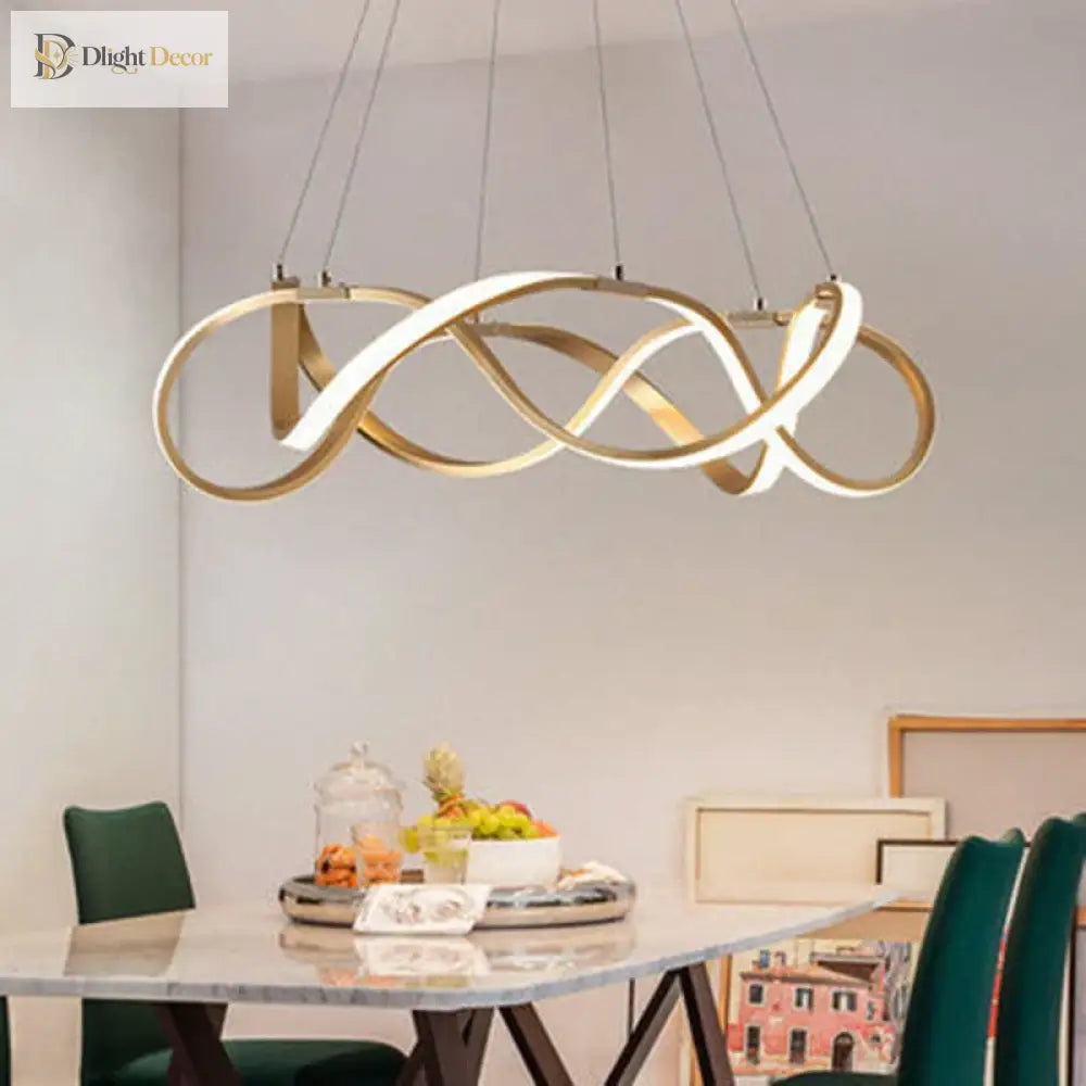 Modern Led Round Pendant Lamplight - Large Chandelier In Gold Lights