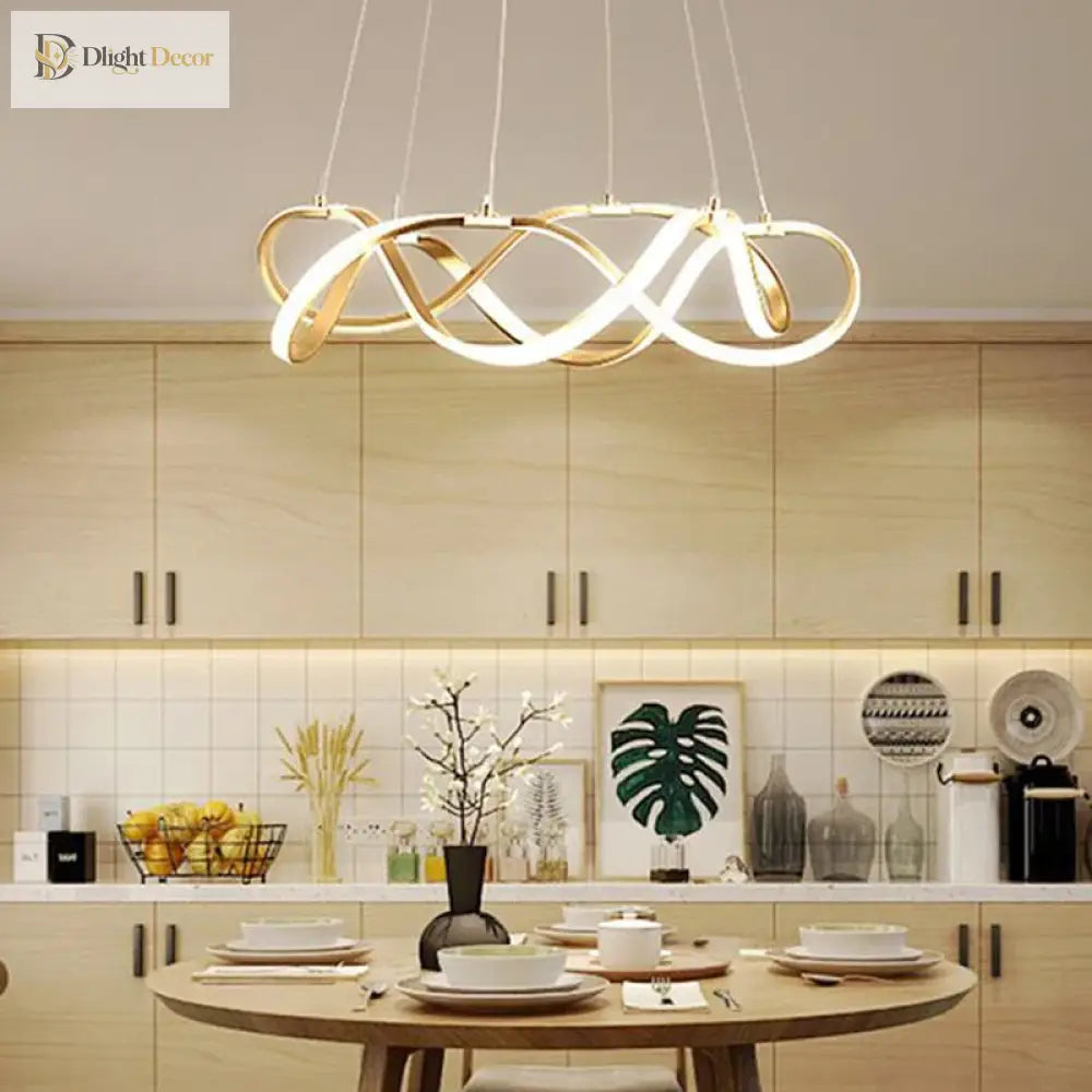 Modern Led Round Pendant Lamplight - Large Chandelier In Gold Lights
