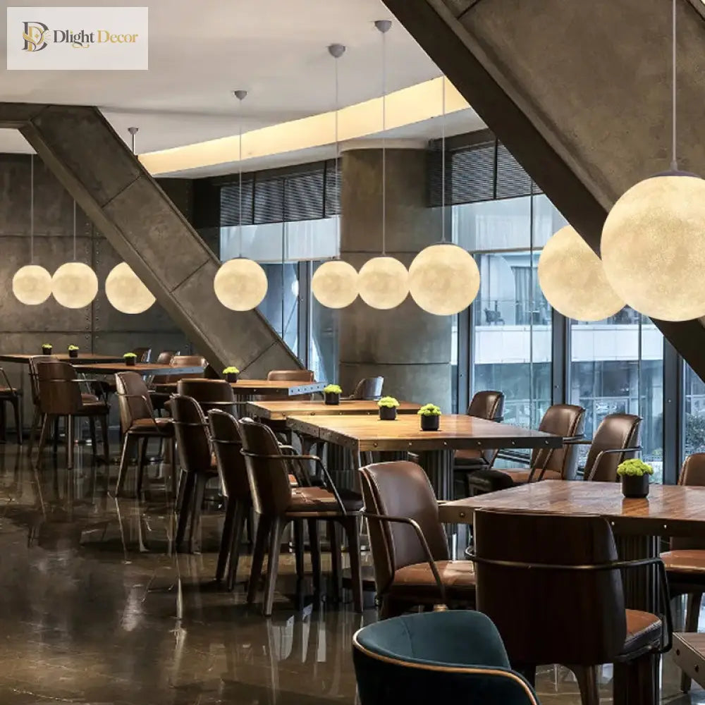 Modern Wabi - Sabi Frp Moon Led Pendant Lights - Unique Decor Chandelier For Living And Dining