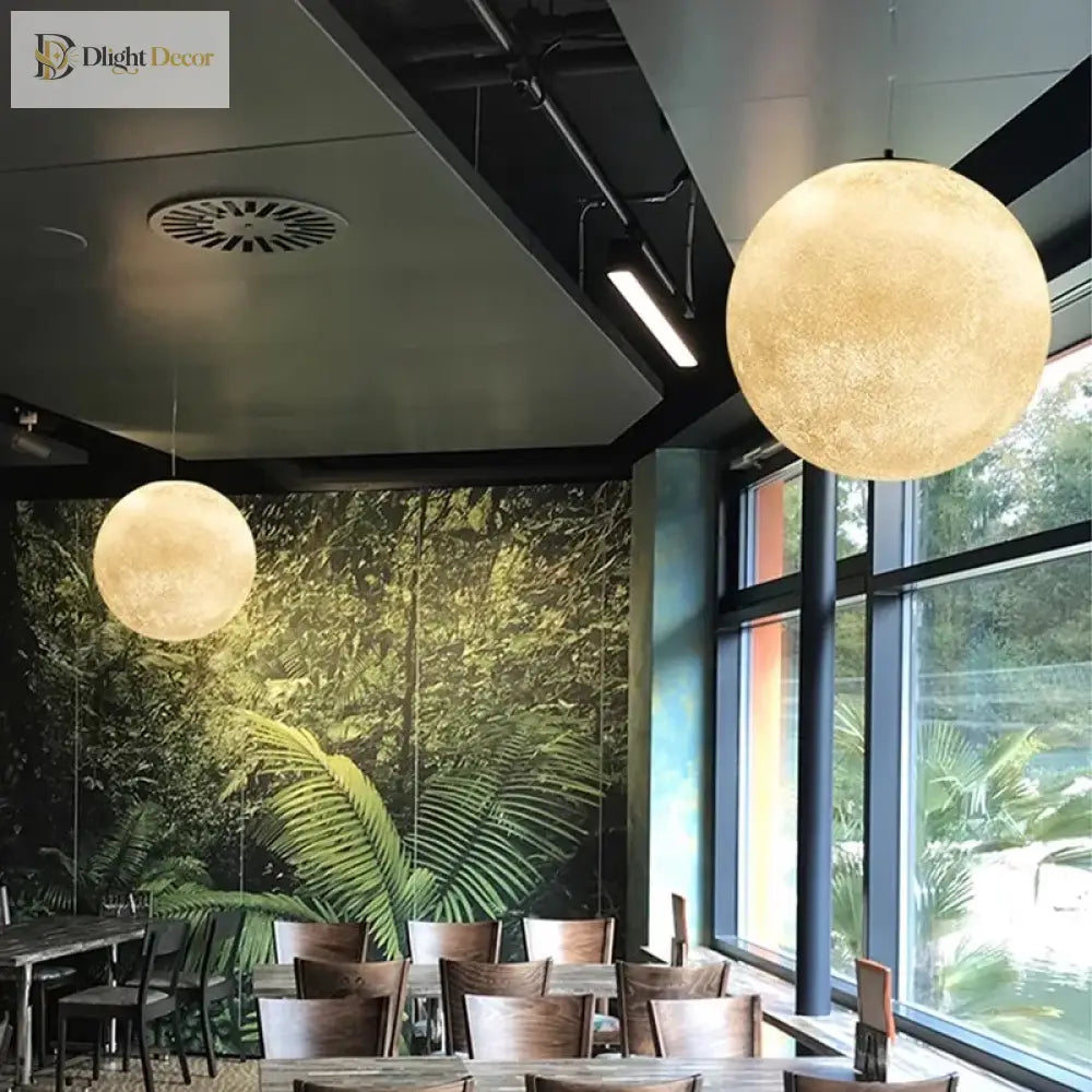 Modern Wabi - Sabi Frp Moon Led Pendant Lights - Unique Decor Chandelier For Living And Dining
