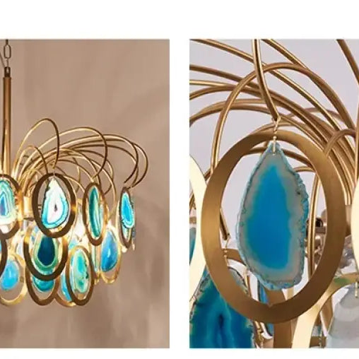 Modern Led Crown Agate Ceiling Chandeliers - Light Luxury Elegance For Living And Dining Spaces