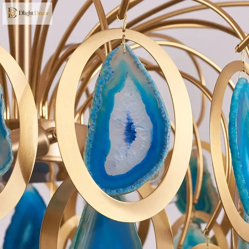 Modern Led Crown Agate Ceiling Chandeliers - Light Luxury Elegance For Living And Dining Spaces