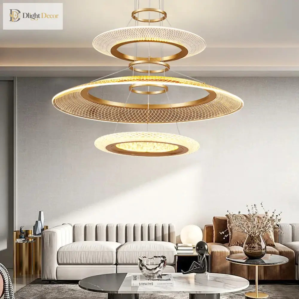 Modern Led Screw Ceiling Chandeliers - Luxury Ring Pendant Lights For High - End Living And Dining