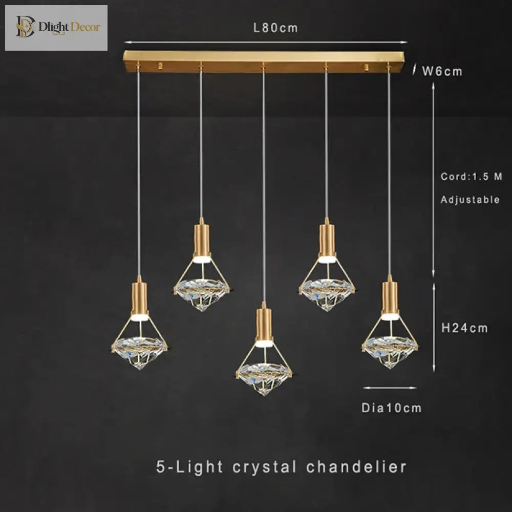 Modern Crystal Led Pendant Lights - Elegant Hanging Chandeliers For Living Rooms Dining Areas