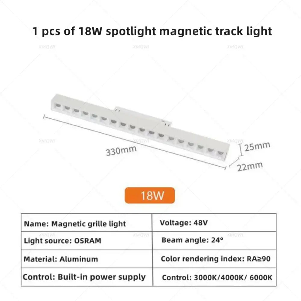 Modern Magnetic Track Lights - Embedded LED Spotlight Downlight 1 pcs 18W Spotligh / Cold light 6000K ceiling light
