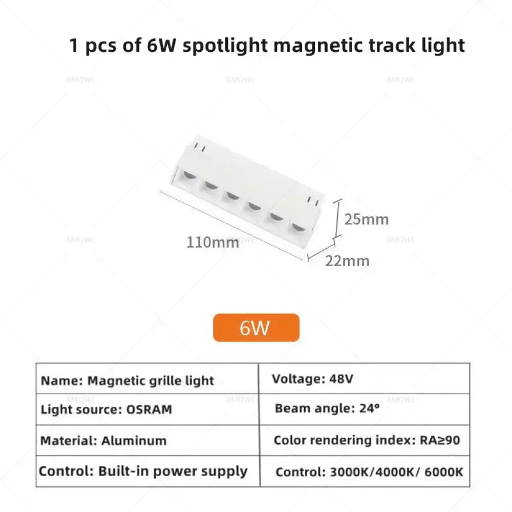 Modern Magnetic Track Lights - Embedded LED Spotlight Downlight 1 pcs 6W Spotlight 1 / Warm light 3000K ceiling light