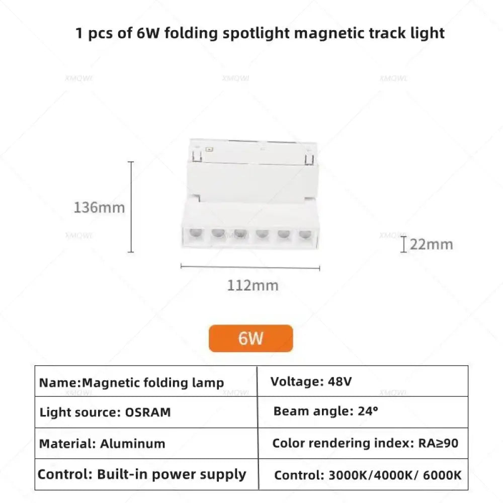 Modern Magnetic Track Lights - Embedded LED Spotlight Downlight 1 pcs 6W Spotlight / Warm light 3000K ceiling light