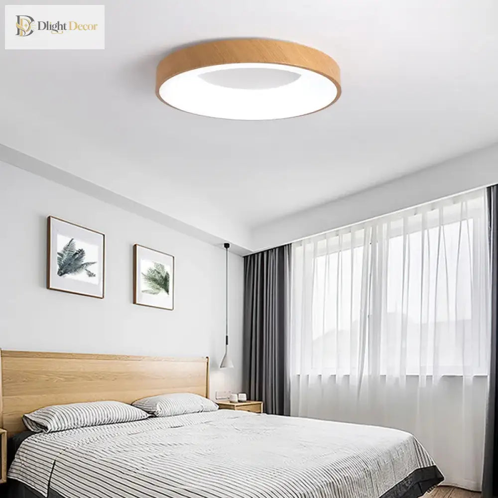 Modern Led Wood Grain Ceiling Lamp - Stylish Room Decoration For Every Space Ceiling Light