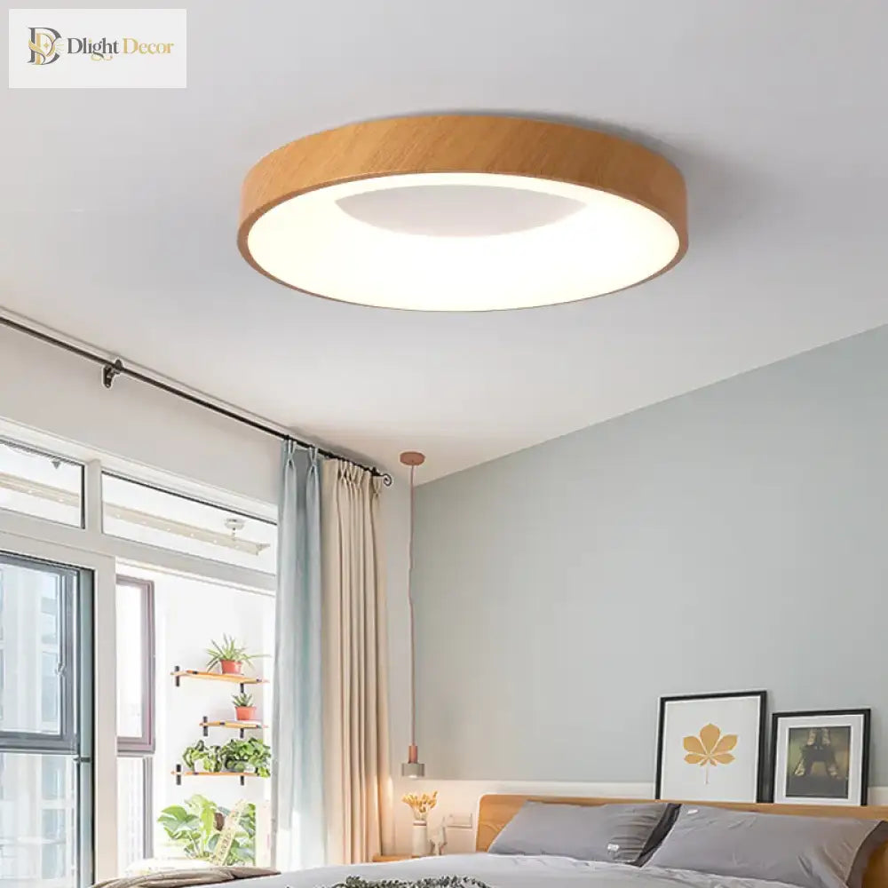 Modern Led Wood Grain Ceiling Lamp - Stylish Room Decoration For Every Space Ceiling Light