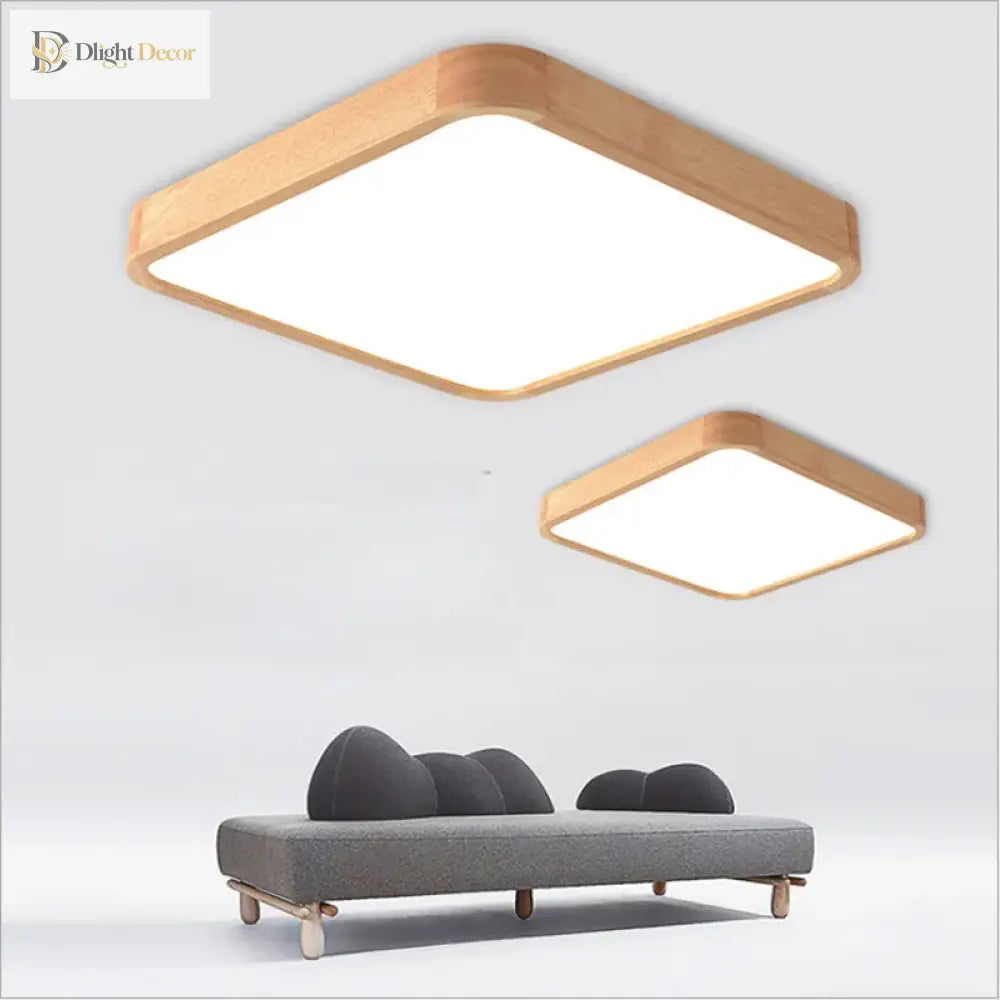 Modern Solid Wood Led Ceiling Light - Remote - Controlled Lighting Fixture For Room Bedroom Kitchen