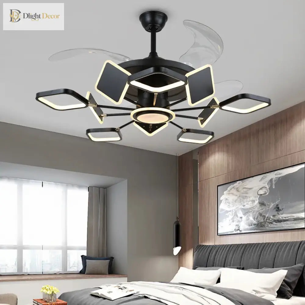 Nordic Ceiling Fans With Led Light - Remote Control Silent Retractable Blades Lamp For Home Fan