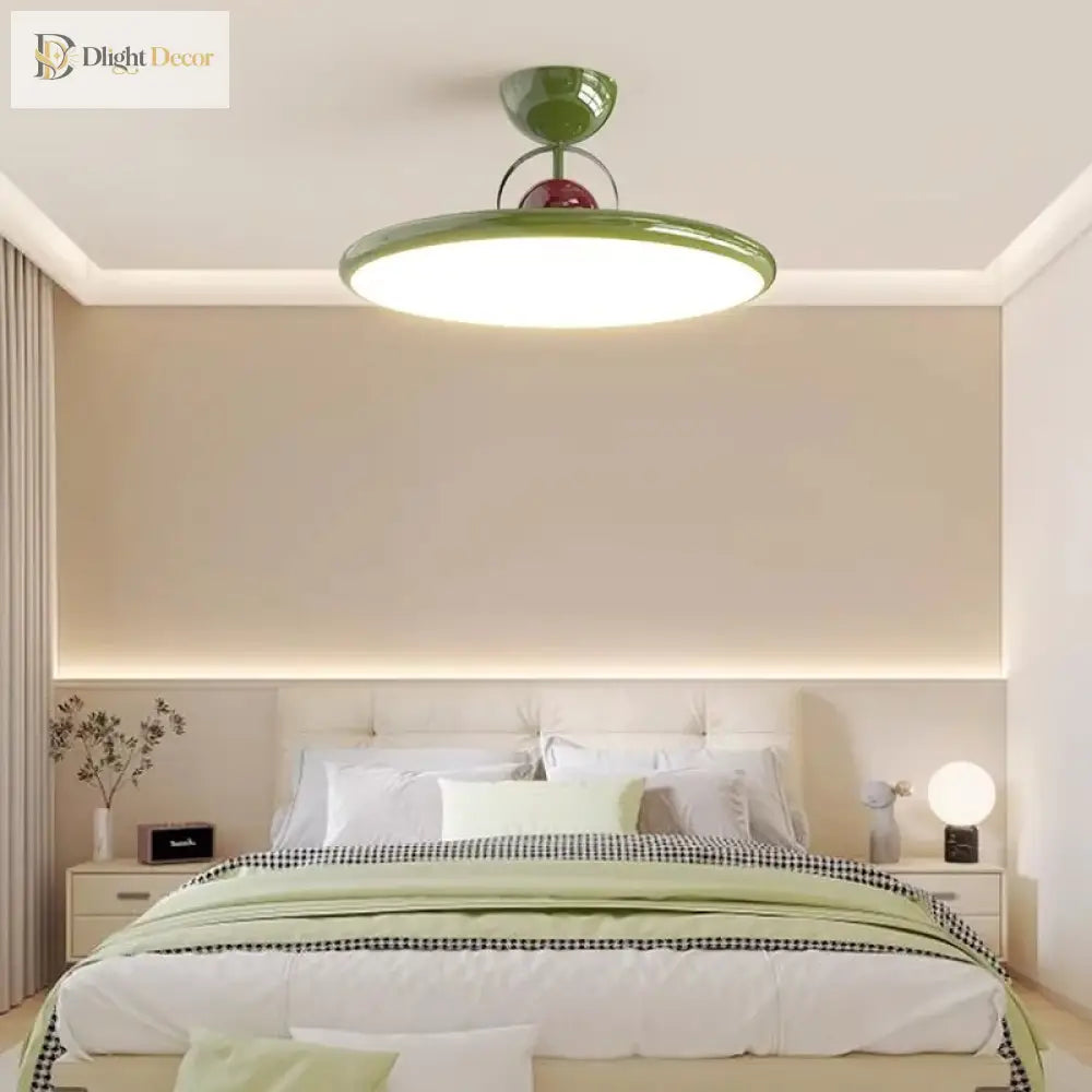 Nordic Led Ceiling Light - Cream Iron Flying Saucer Lamp For Living Room Bedroom Study And Hallway