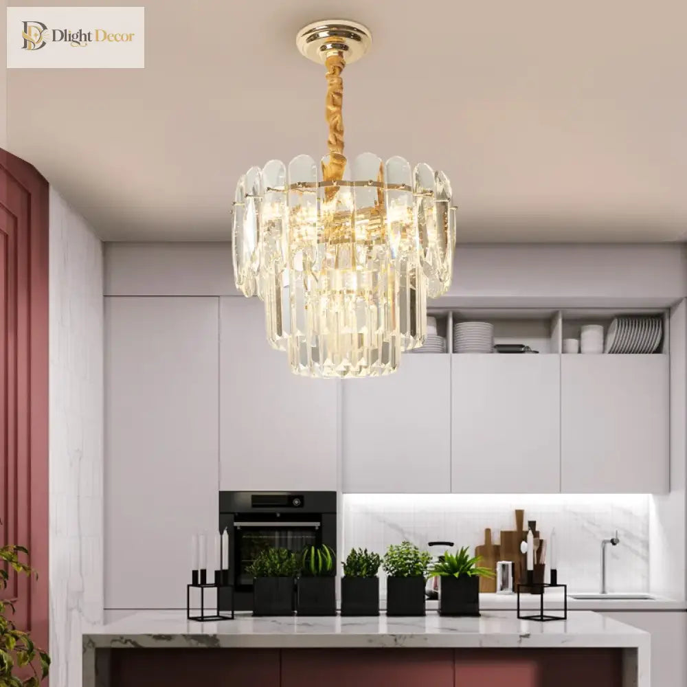 Modern Crystal Led Pendant Lights - Gold Elegance For Living Rooms Kitchens Dining And Bedrooms In