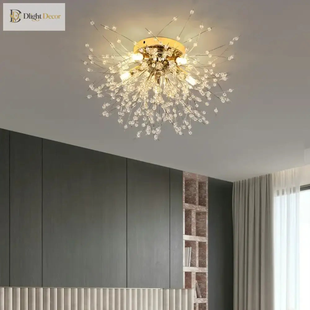 Nordic Dandelion Led Chandelier Ceiling Lamp - Sparkling Ball And Snowflake Lights Perfect For