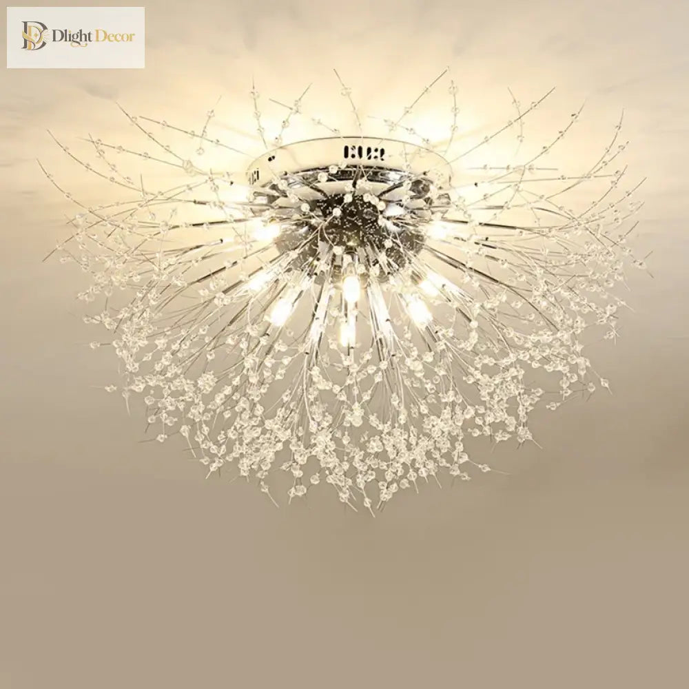 Nordic Dandelion Led Chandelier Ceiling Lamp - Sparkling Ball And Snowflake Lights Perfect For
