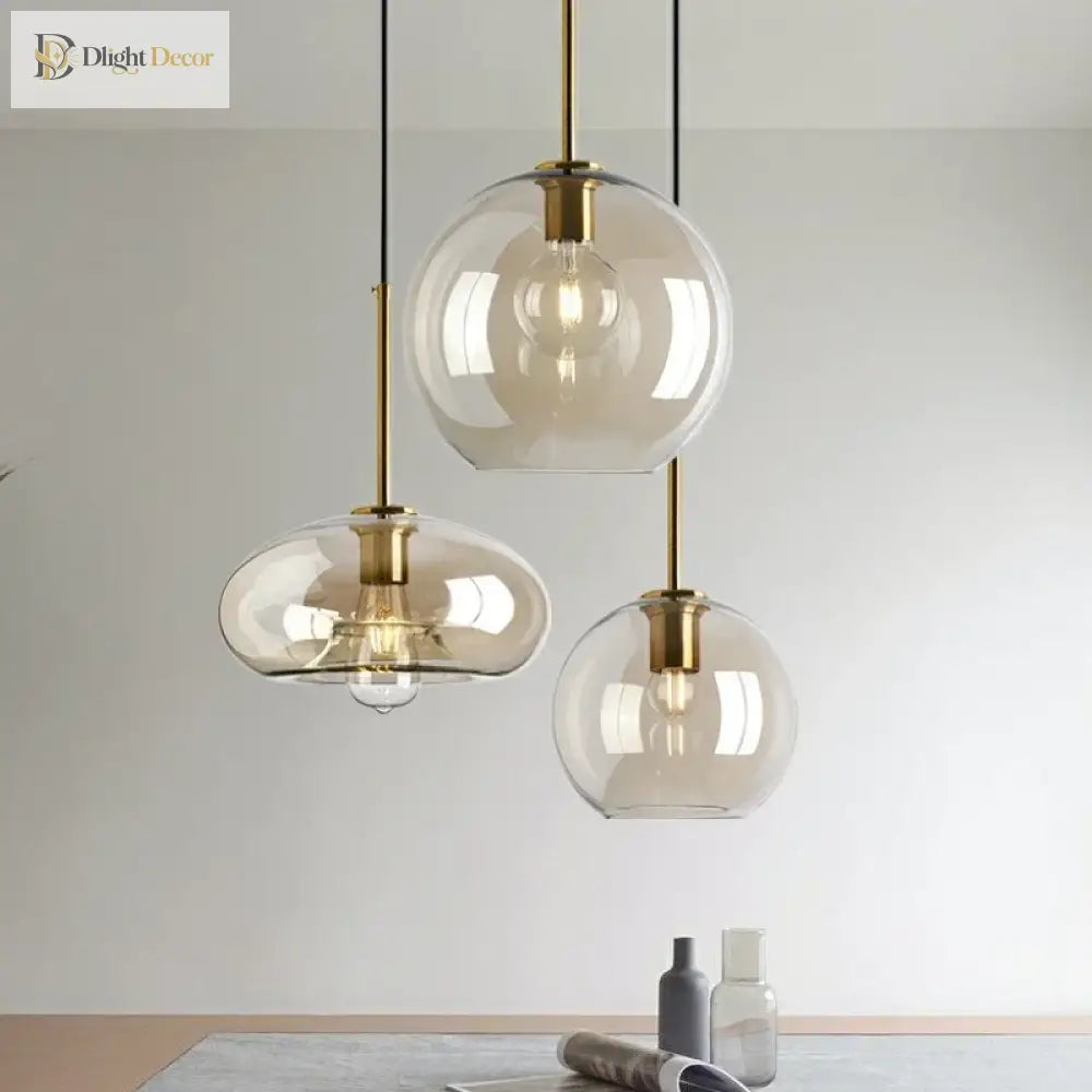 Nordic Glass Led Pendant Light - Versatile Single/Multi Head Chandelier For Home Decor Lights
