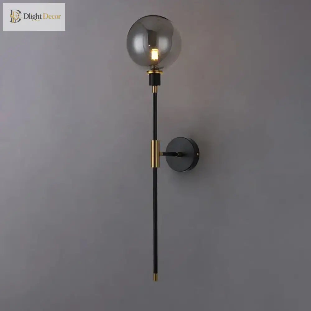 Modern Led Wall Lamp - Black Iron With Glass Ball Lamps For Living Room Bedroom Loft Decor Nordic