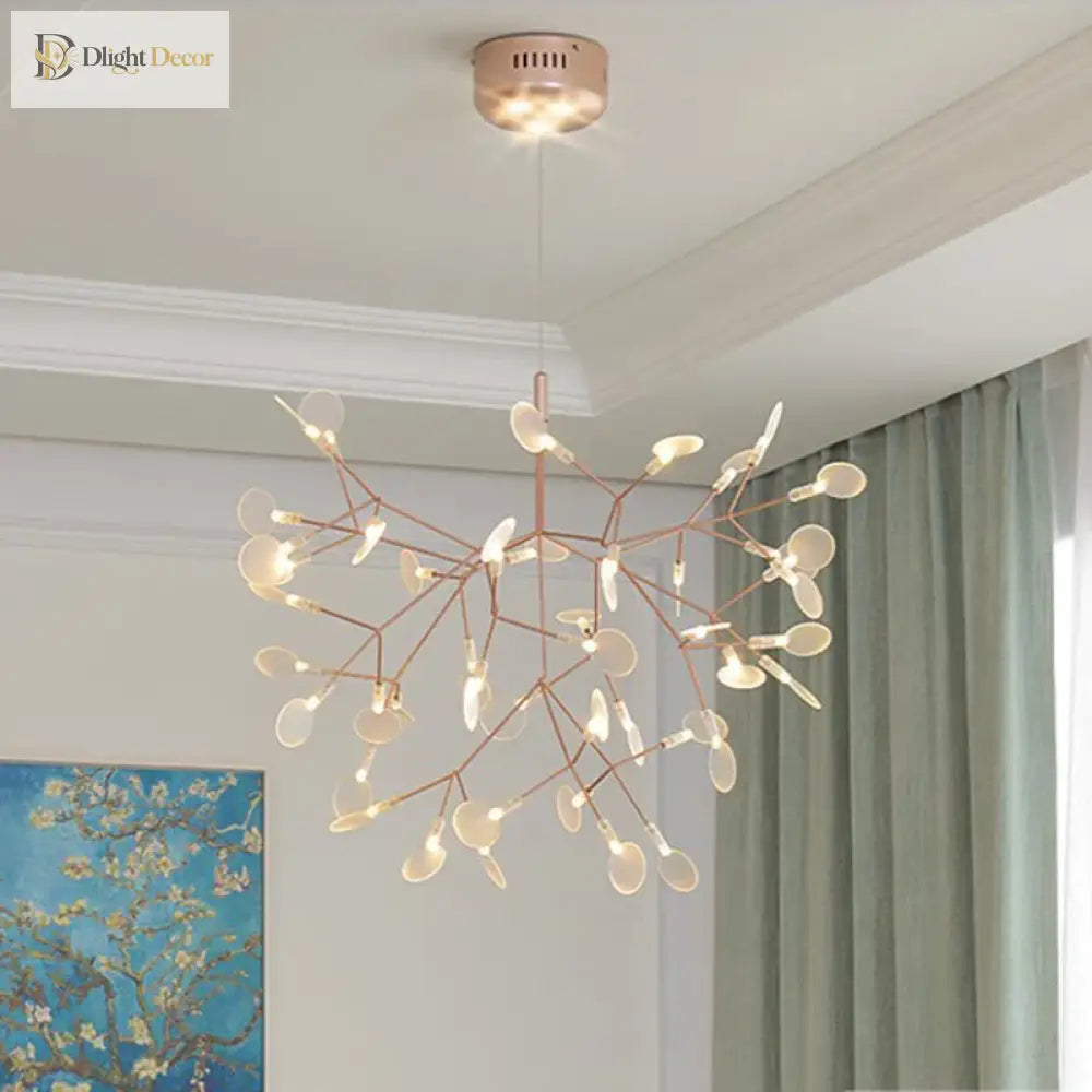 Modern Nordic Led Chandelier Lights - Elegant Firefly Pendant Lighting In Rose Gold/Gold Finish