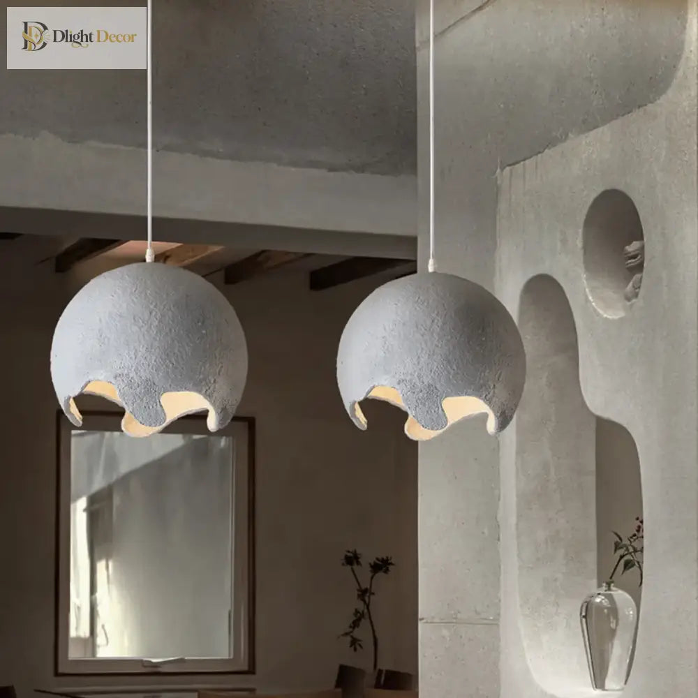 Nordic Wabi Sabi E27 Led Pendant Lights - Japan Restaurant Resin Hanging Lamp For Dining Room Bar