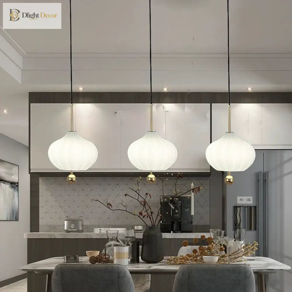 Glass Pumpkin Ceiling Chandeliers - Nordic Elegance For Stairs And Ceilings With Led Illumination