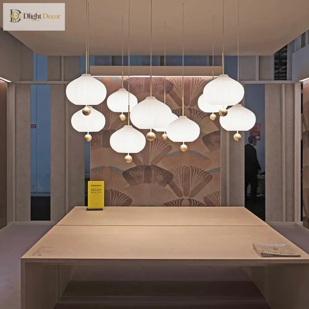 Glass Pumpkin Ceiling Chandeliers - Nordic Elegance For Stairs And Ceilings With Led Illumination