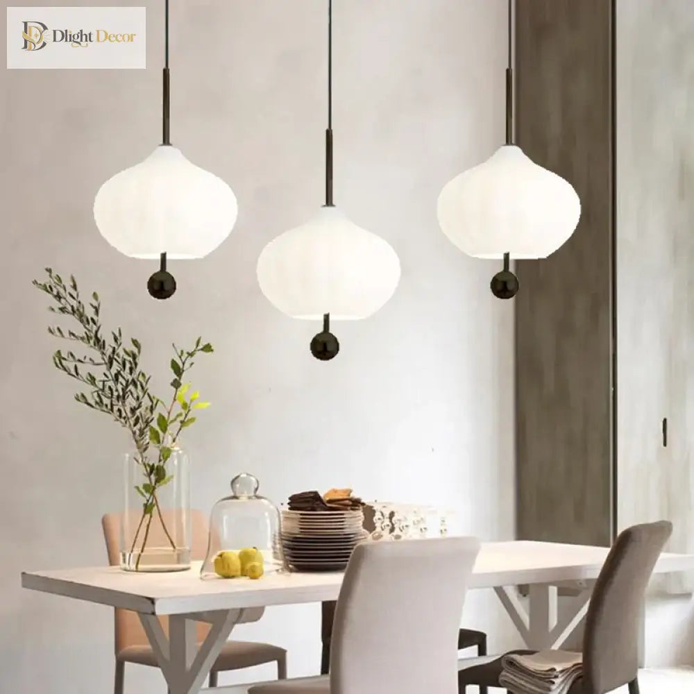 Glass Pumpkin Ceiling Chandeliers - Nordic Elegance For Stairs And Ceilings With Led Illumination