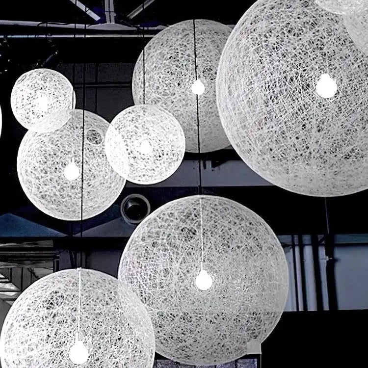 Nordic Rattan Weaving Spherical Chandelier Led Pendant Lights For Living Room Loft Hanging Lamp