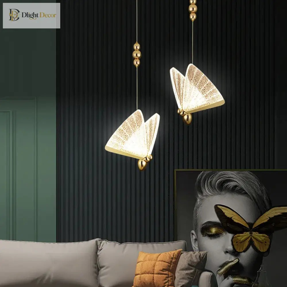 LED butterfly pendant lamp for living room wall accent