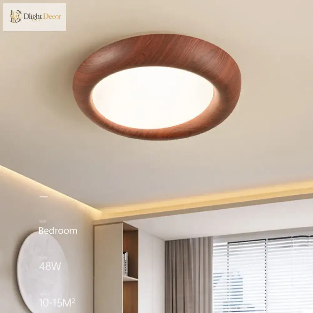 Nordic Led Ceiling Light - Wooden Acrylic Walnut Color Ideal For Bedroom Study Corridor Stylish