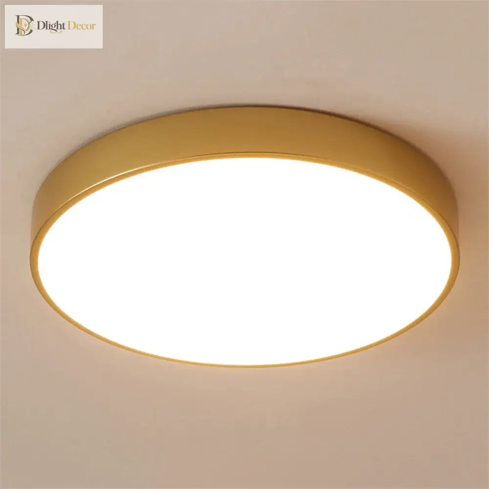 Modern Round Gold Led Ceiling Light - Ultra - Thin 5Cm Surface Mount With Remote Control Ceiling