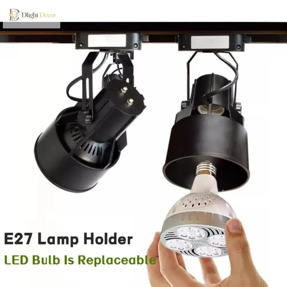 E27 LED Track Light Holder Base - 2-Wire Rotatable Ceiling Rail Lamp Fittings ceiling light